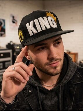 KING Embroidered Snapback Hat in Black and Yellow